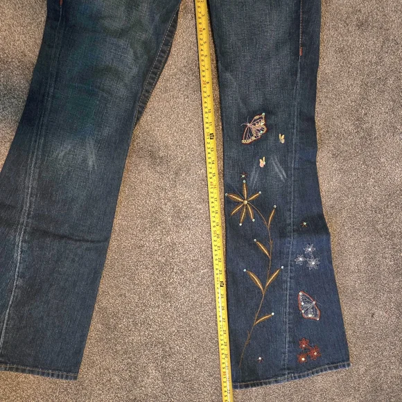 True Religion Dark Blue Flare Jeans with Embroidery - Picture 7 of 8